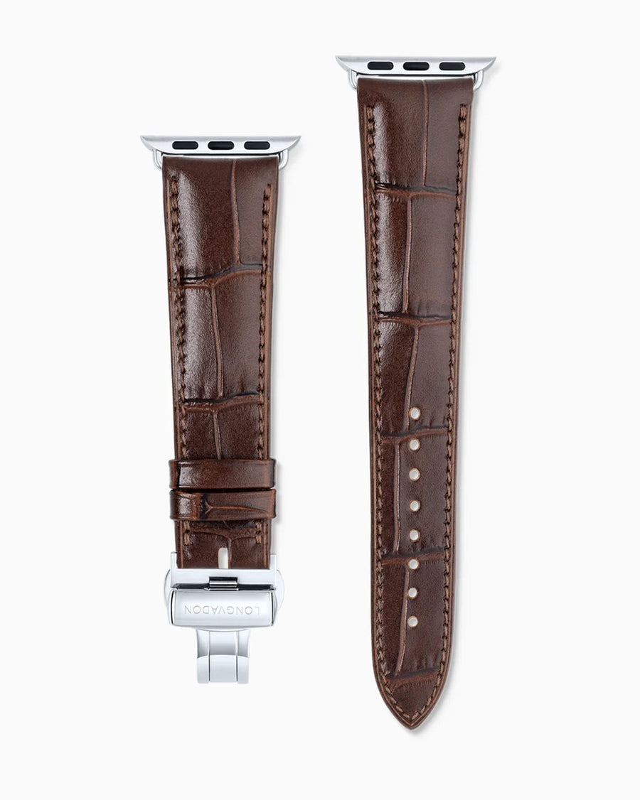 Caiman Calf designer Apple Watch leather band straight from above with clasp