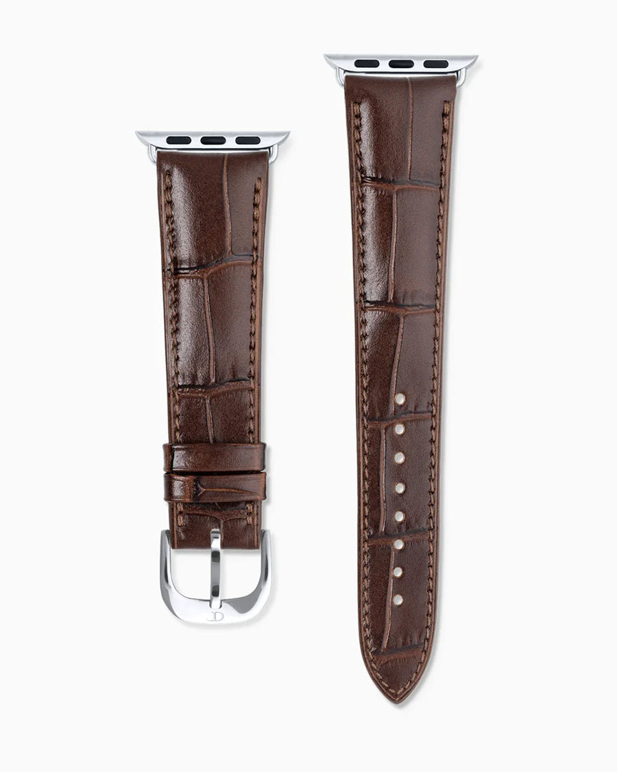 Caiman Calf designer Apple Watch leather band straight from above