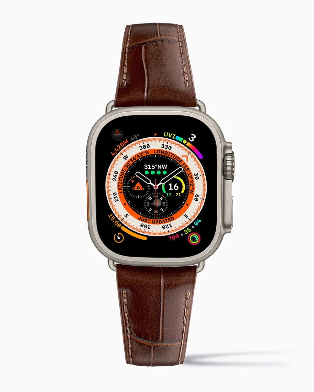 Caiman Calf designer Apple Watch leather band on a Apple Watch Ultra