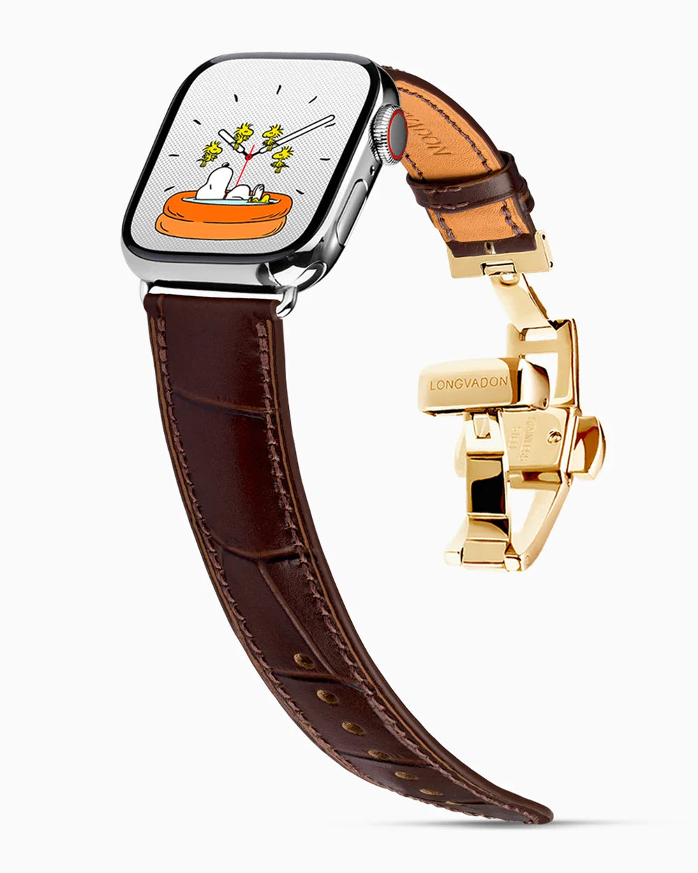 Caiman Calf designer Apple Watch leather band on a Apple Watch