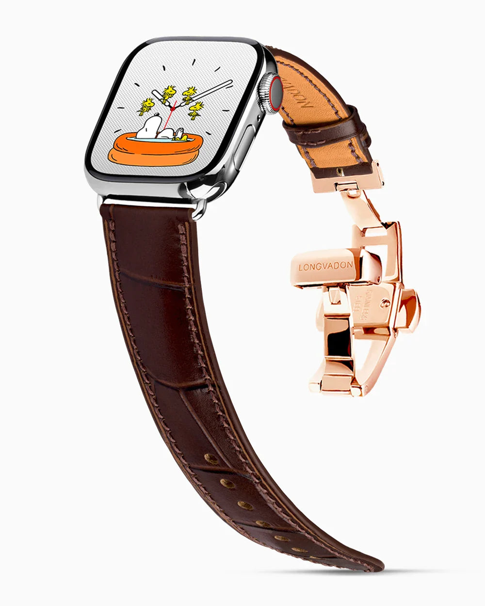 Caiman Calf designer Apple Watch leather band on a Apple Watch