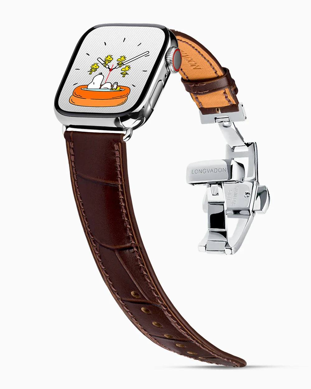 Caiman Calf designer Apple Watch leather band on a Apple Watch