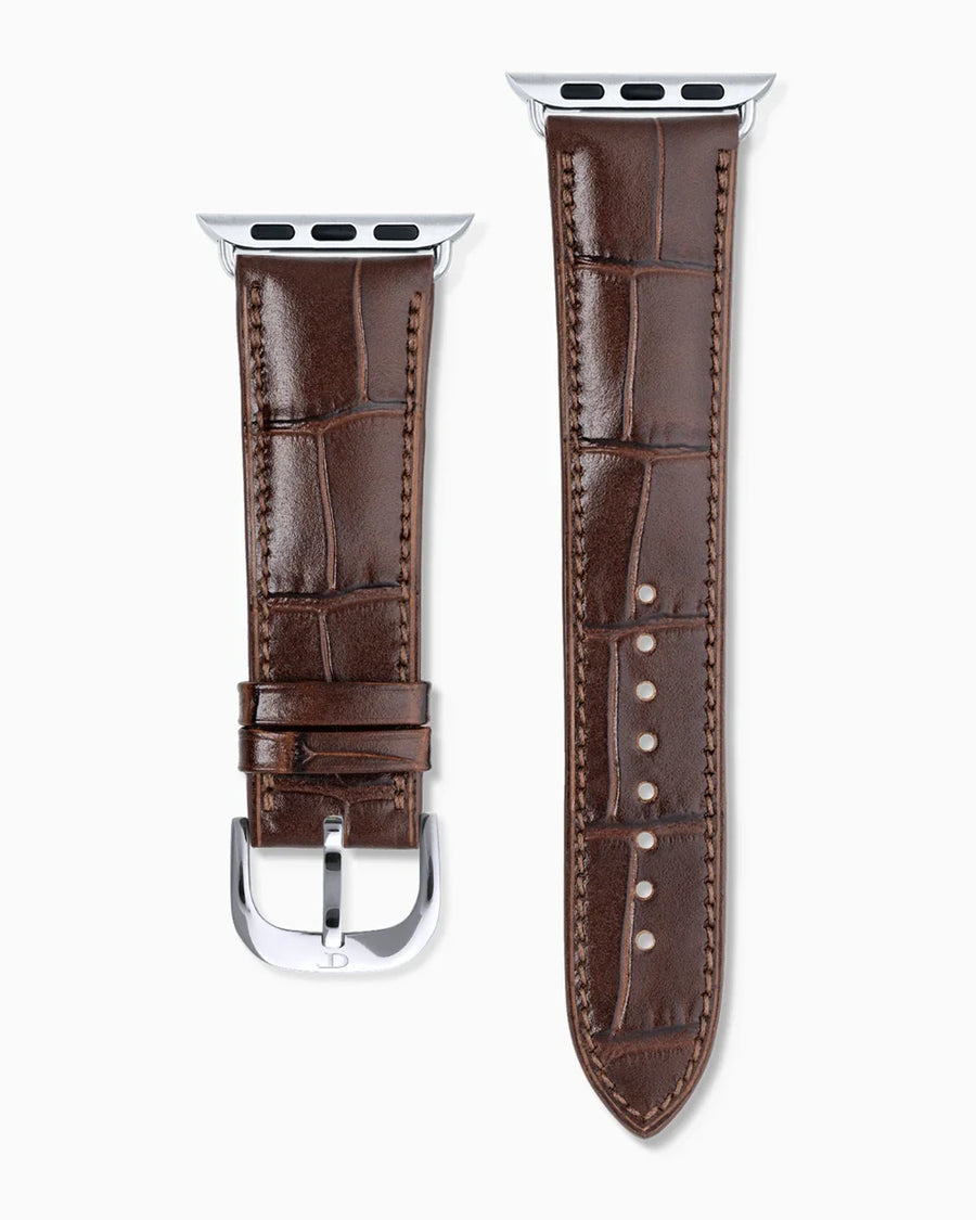 Caiman Calf designer Apple Watch leather band straight from above