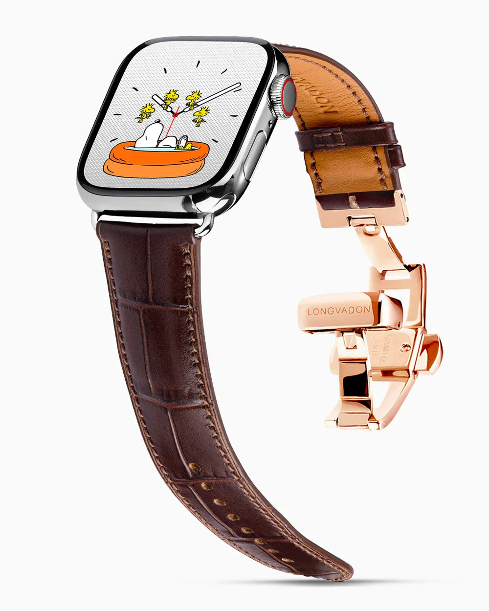 Caiman Calf designer Apple Watch leather band on a Apple Watch