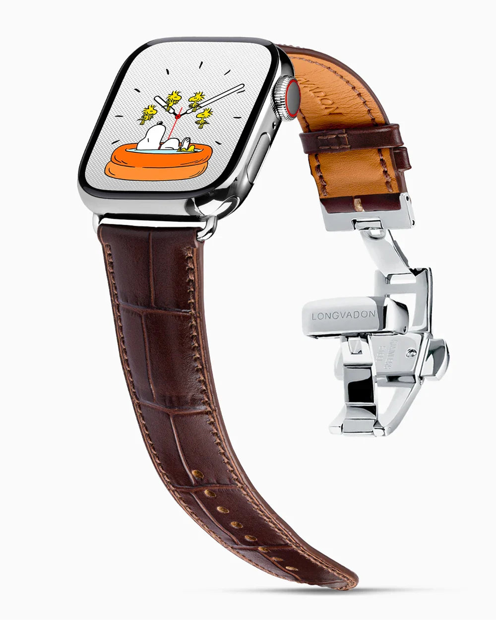 Caiman Calf designer Apple Watch leather band on a Apple Watch