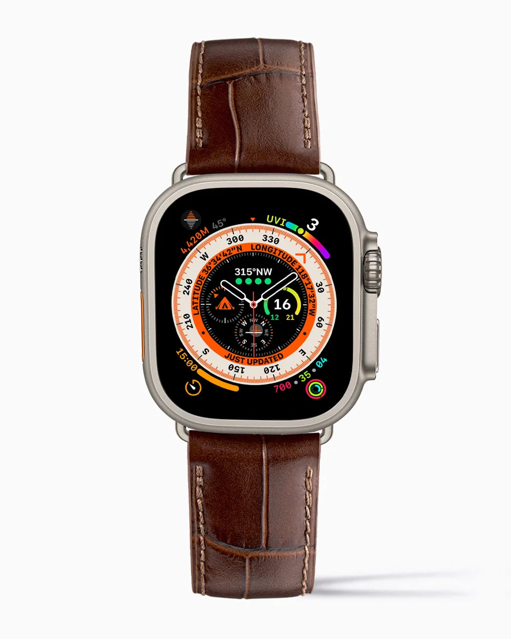 Caiman Calf designer Apple Watch leather band on a Apple Watch Ultra