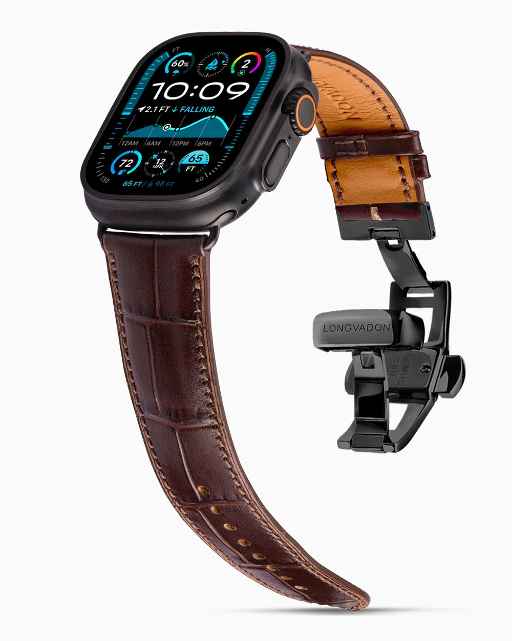 Caiman Calf designer Apple Watch leather band on a Apple Watch