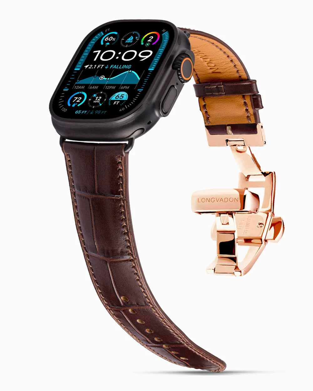 Caiman Calf designer Apple Watch leather band on a Apple Watch