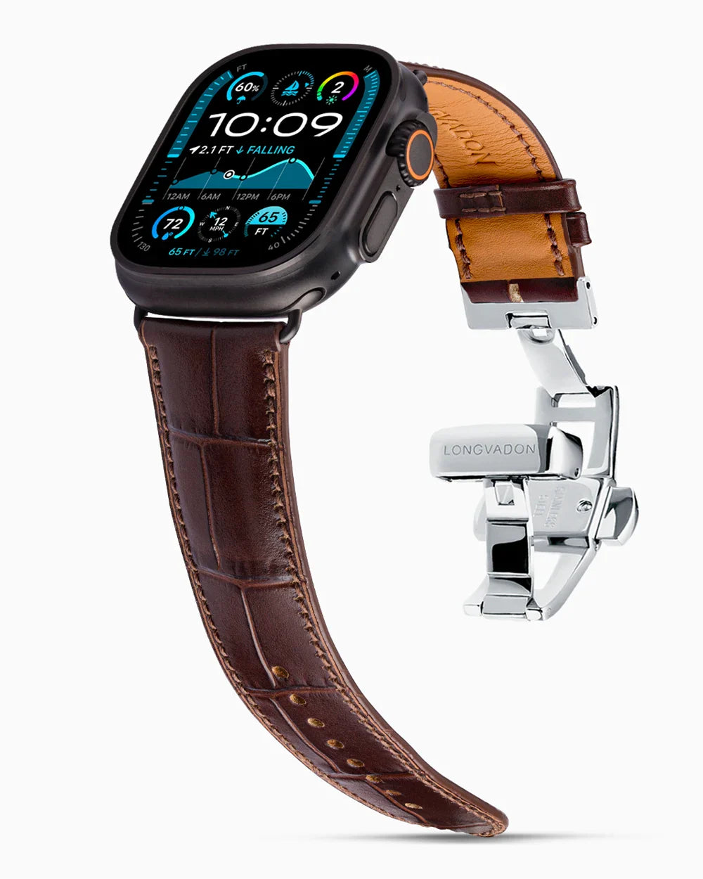 Caiman Calf designer Apple Watch leather band on a Apple Watch