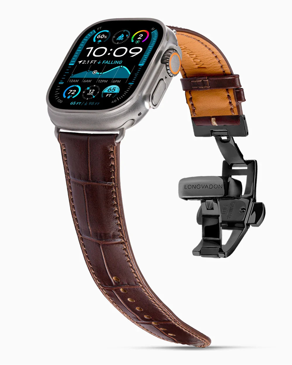 Caiman Calf designer Apple Watch leather band on a Apple Watch