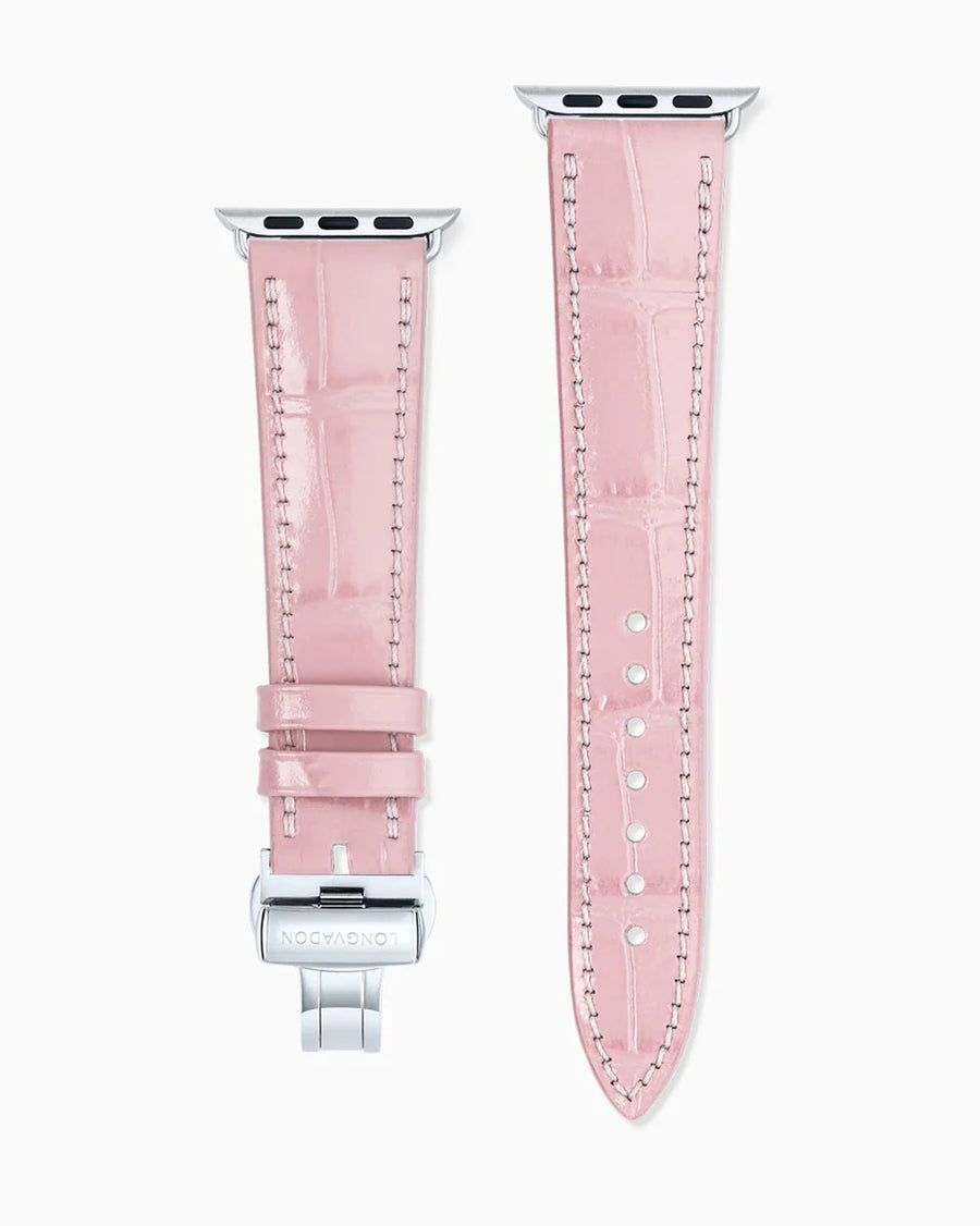 Caiman Calf designer Apple Watch leather band straight from above with clasp
