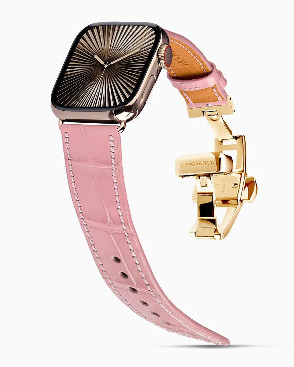Caiman Calf designer Apple Watch leather band on a Apple Watch