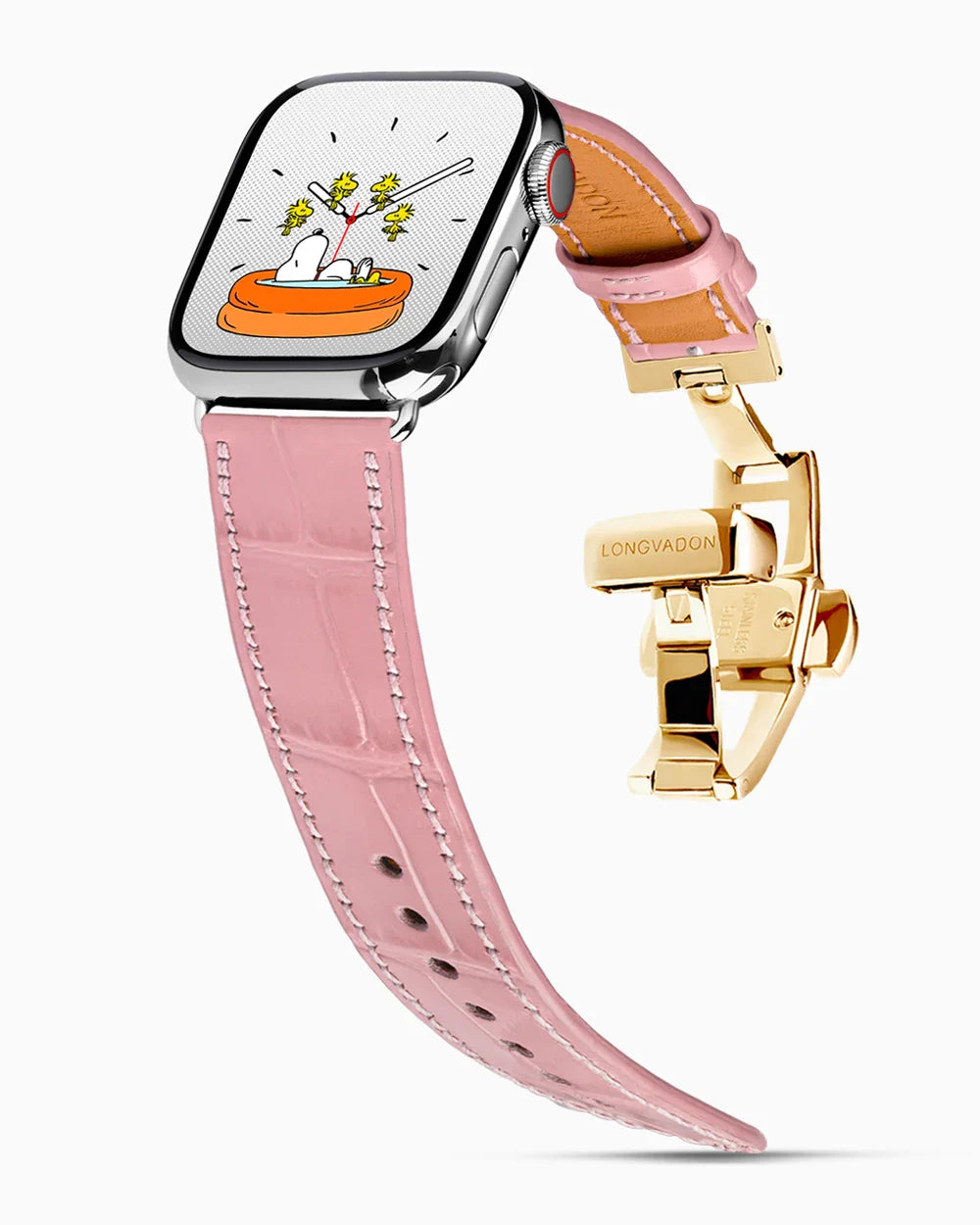 Caiman Calf designer Apple Watch leather band on a Apple Watch
