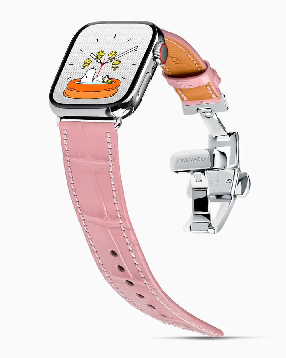 Caiman Calf designer Apple Watch leather band on a Apple Watch