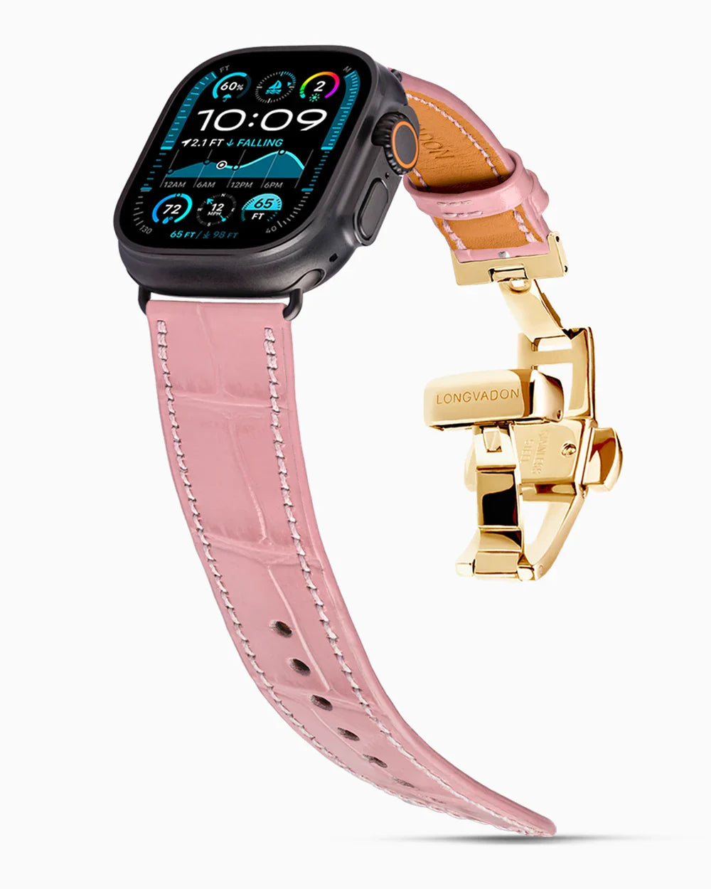 Caiman Calf designer Apple Watch leather band on a Apple Watch