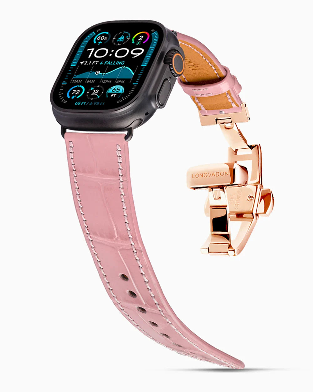 Caiman Calf designer Apple Watch leather band on a Apple Watch