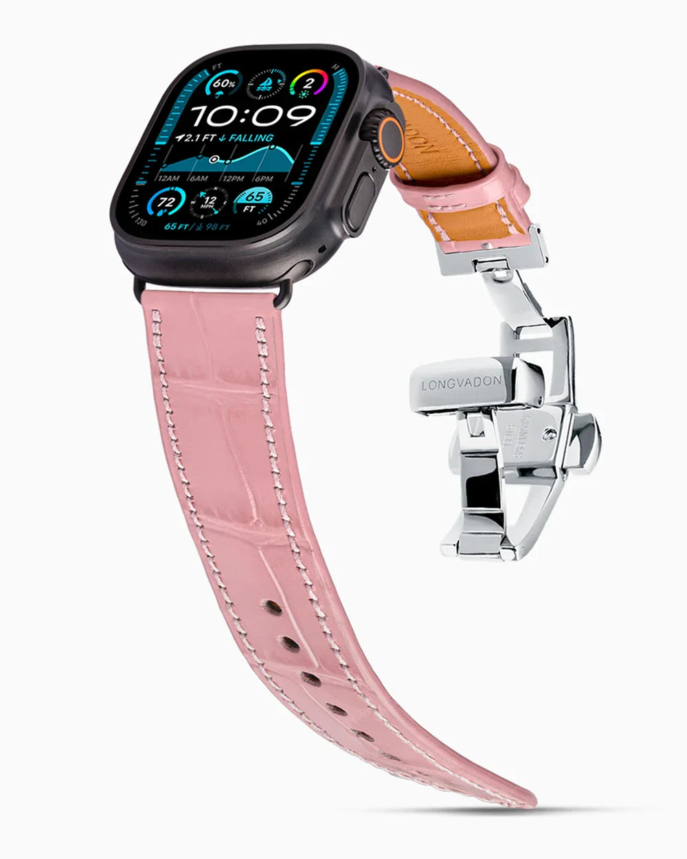 Caiman Calf designer Apple Watch leather band on a Apple Watch