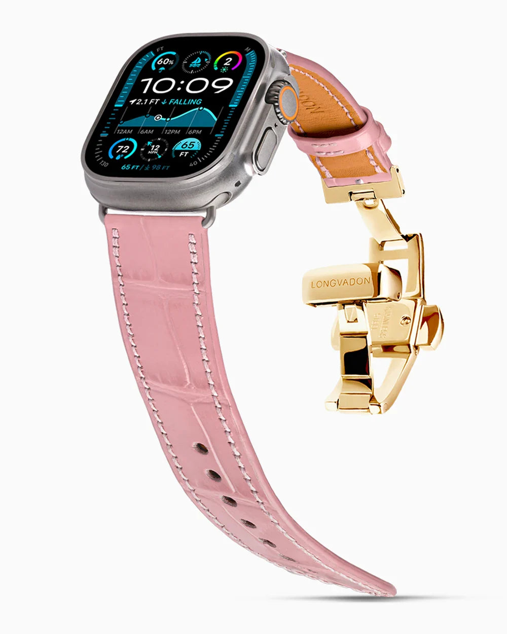 Caiman Calf designer Apple Watch leather band on a Apple Watch