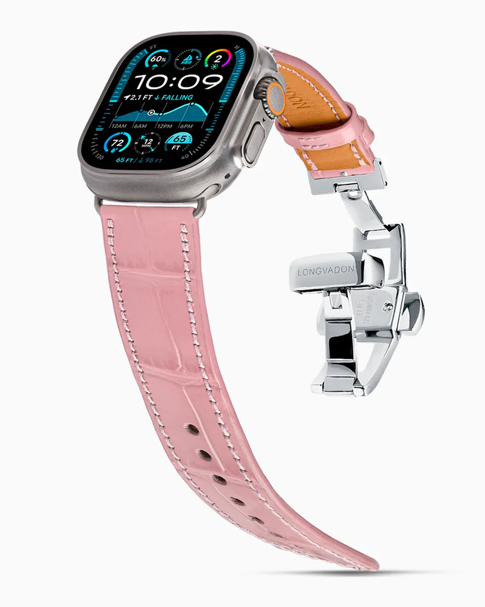 Caiman Calf designer Apple Watch leather band on a Apple Watch