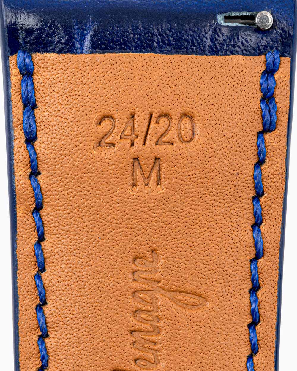 Caiman Calf designer leather watch strap fait en allemagne lining closeup