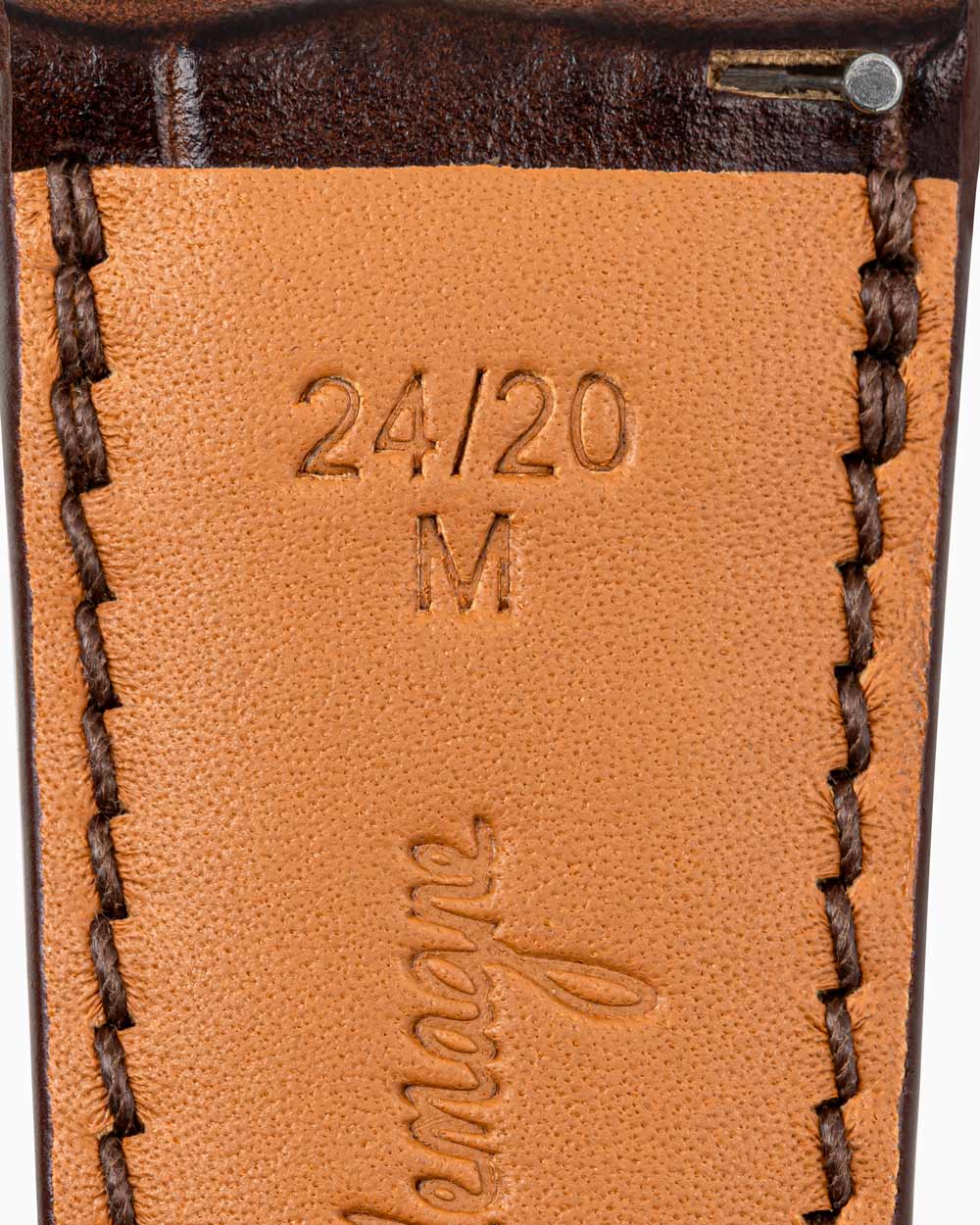 Caiman Calf designer leather watch strap fait en allemagne lining closeup