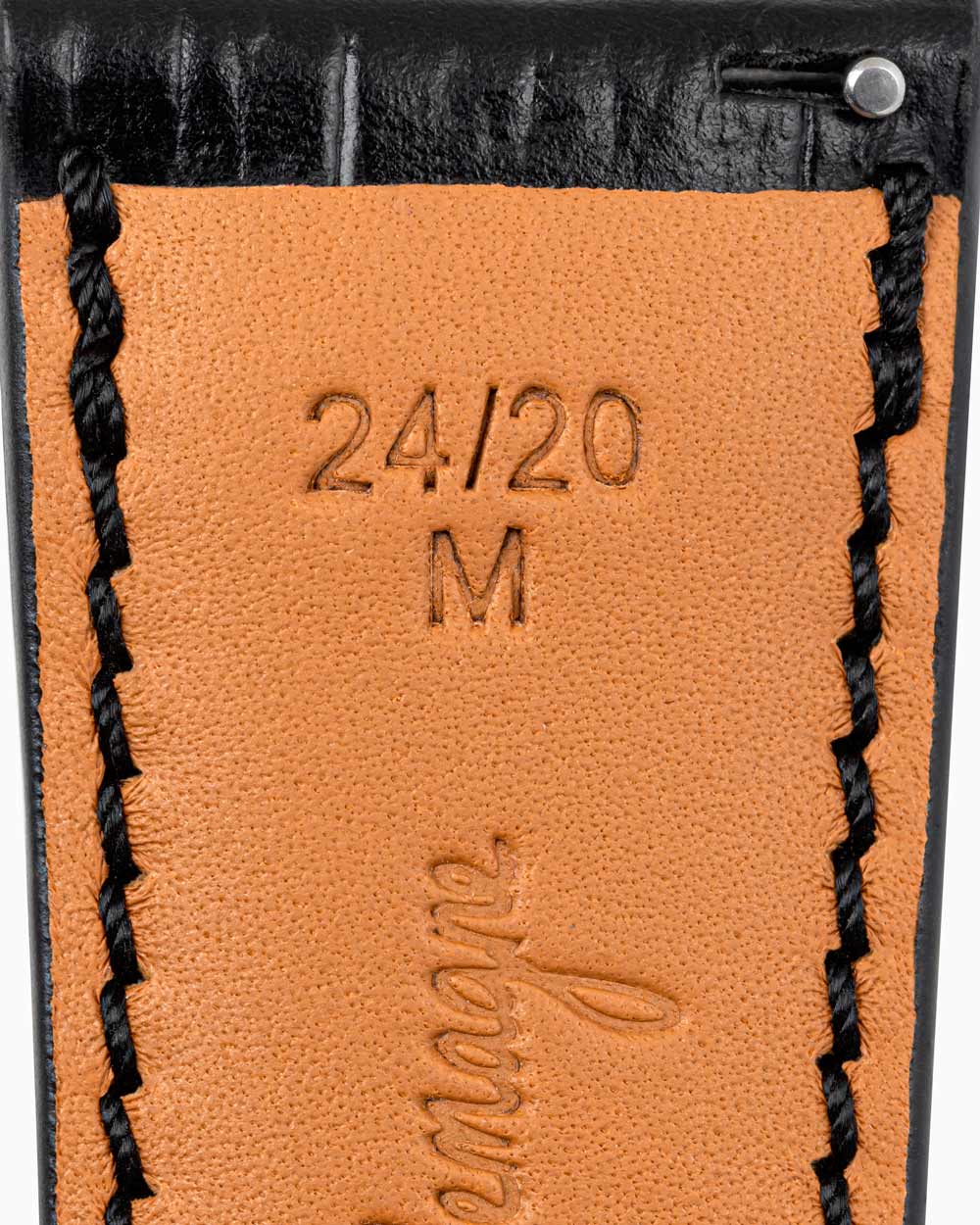 Caiman Calf designer leather watch strap fait en allemagne lining closeup