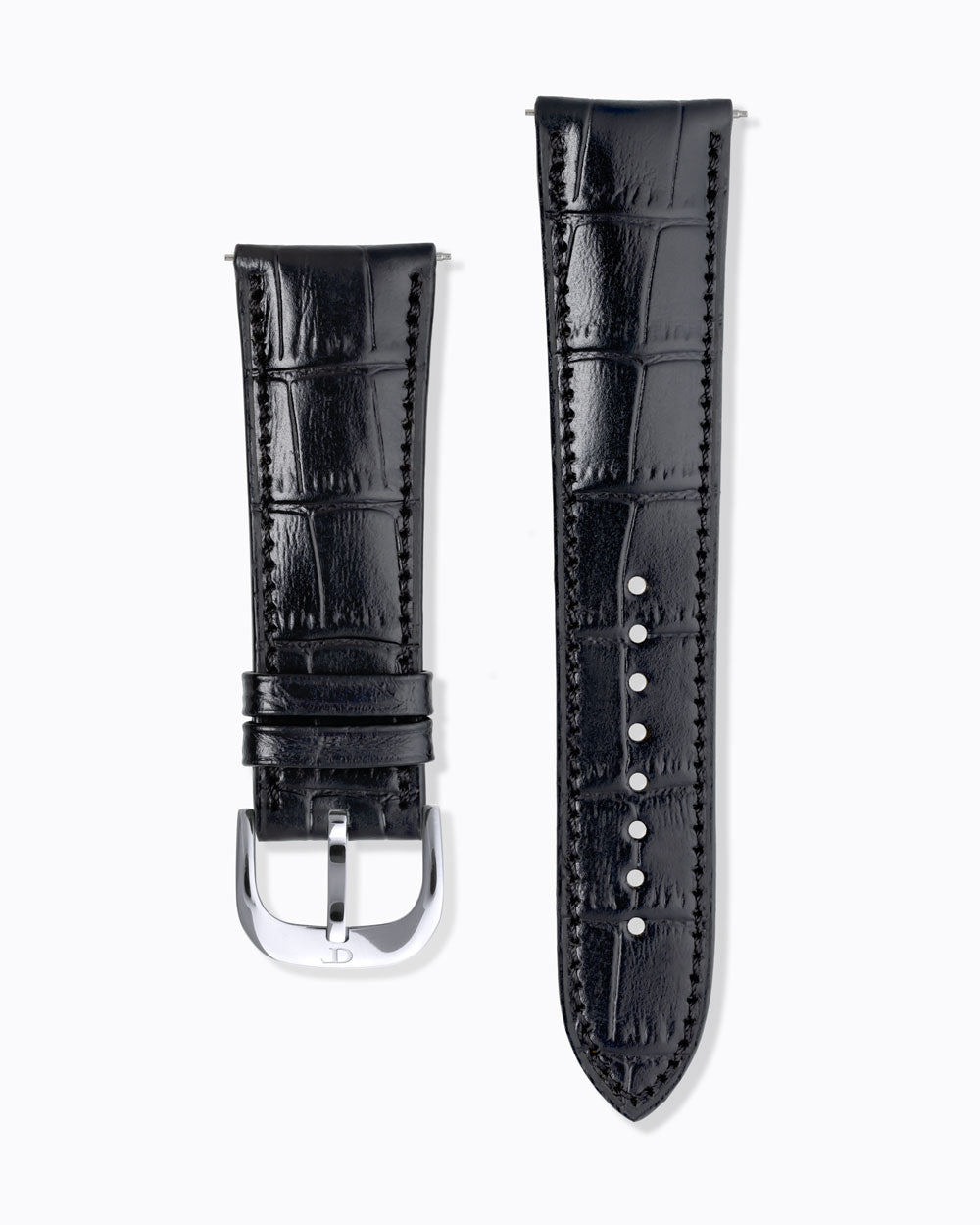 Caiman Calf designer leather watch strap shot from above