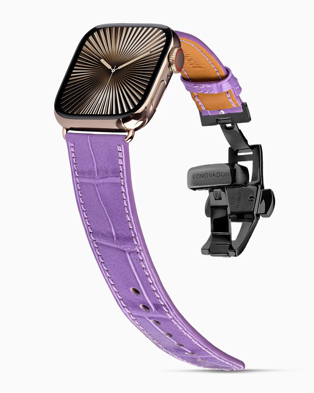 Caiman Calf designer Apple Watch leather band on a Apple Watch