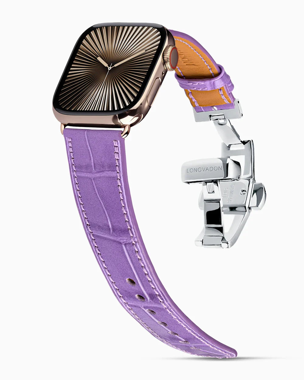 Caiman Calf designer Apple Watch leather band on a Apple Watch