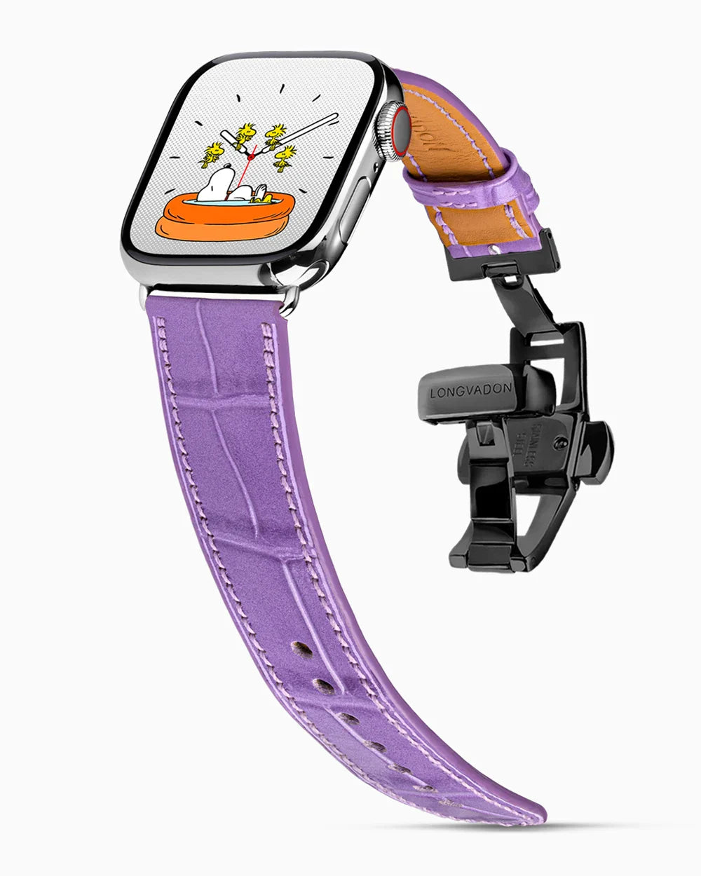 Caiman Calf designer Apple Watch leather band on a Apple Watch