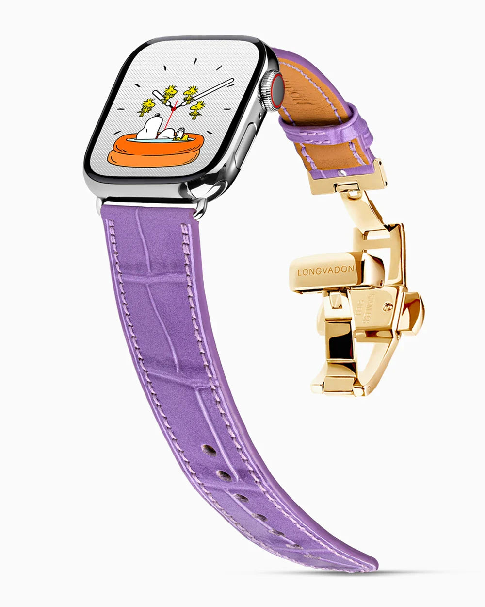 Caiman Calf designer Apple Watch leather band on a Apple Watch