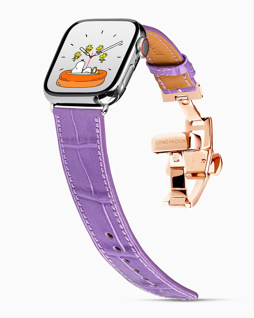 Caiman Calf designer Apple Watch leather band on a Apple Watch