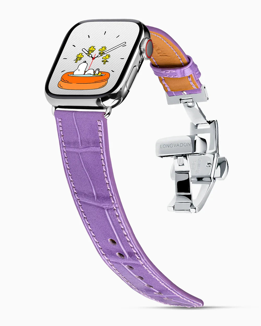 Caiman Calf designer Apple Watch leather band on a Apple Watch