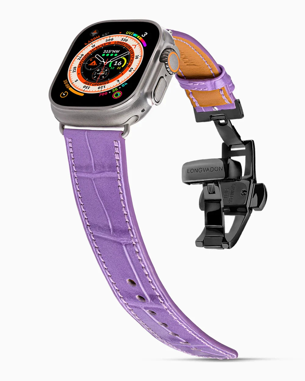 Caiman Calf designer Apple Watch leather band on a Apple Watch
