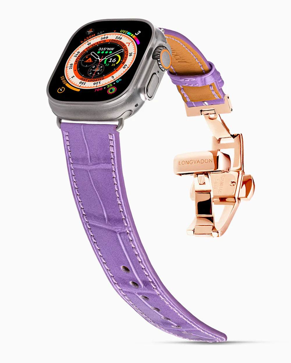 Caiman Calf designer Apple Watch leather band on a Apple Watch