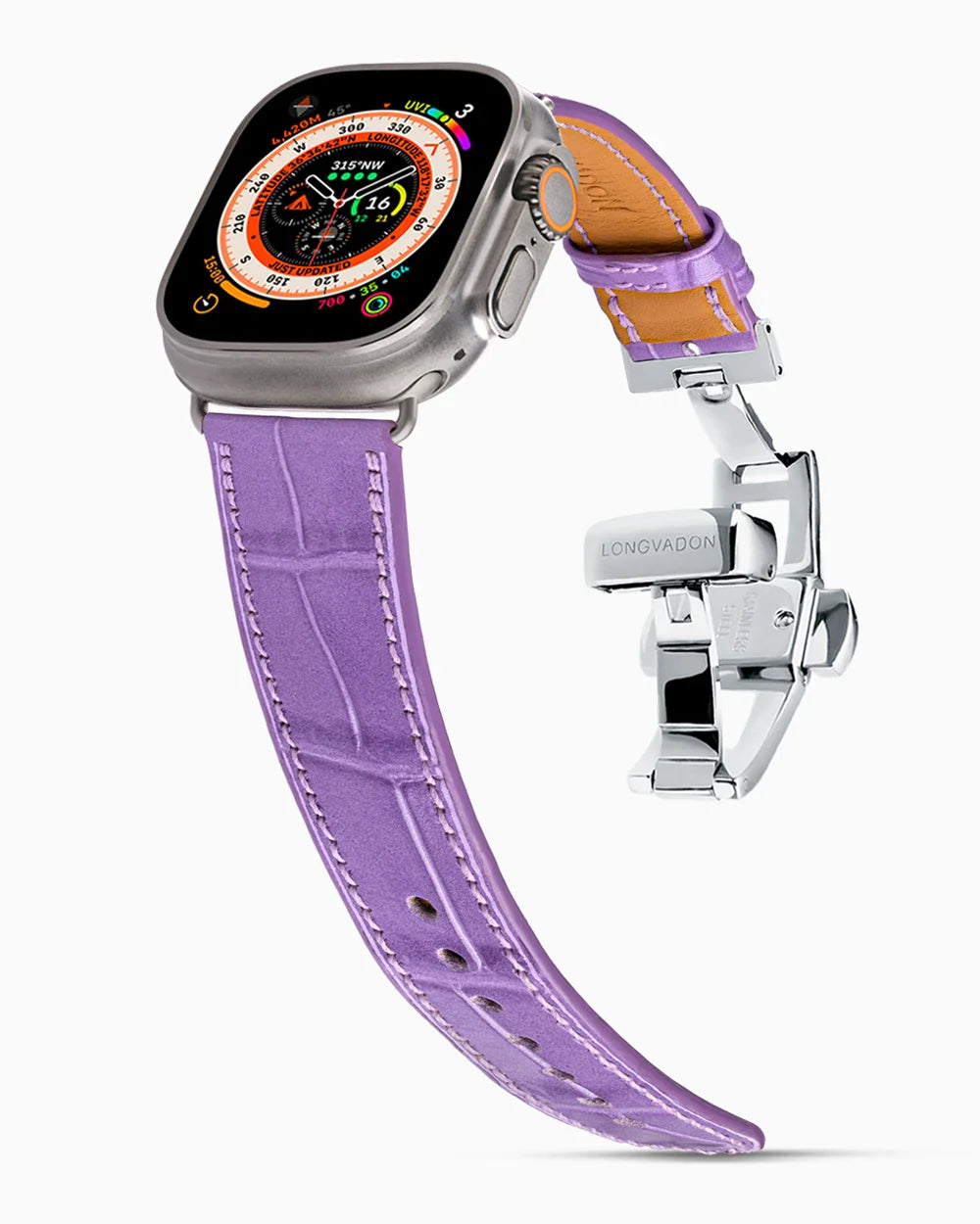 Caiman Calf designer Apple Watch leather band on a Apple Watch