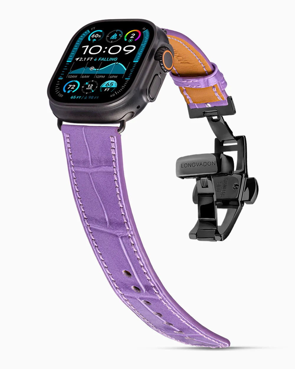 Caiman Calf designer Apple Watch leather band on a Apple Watch