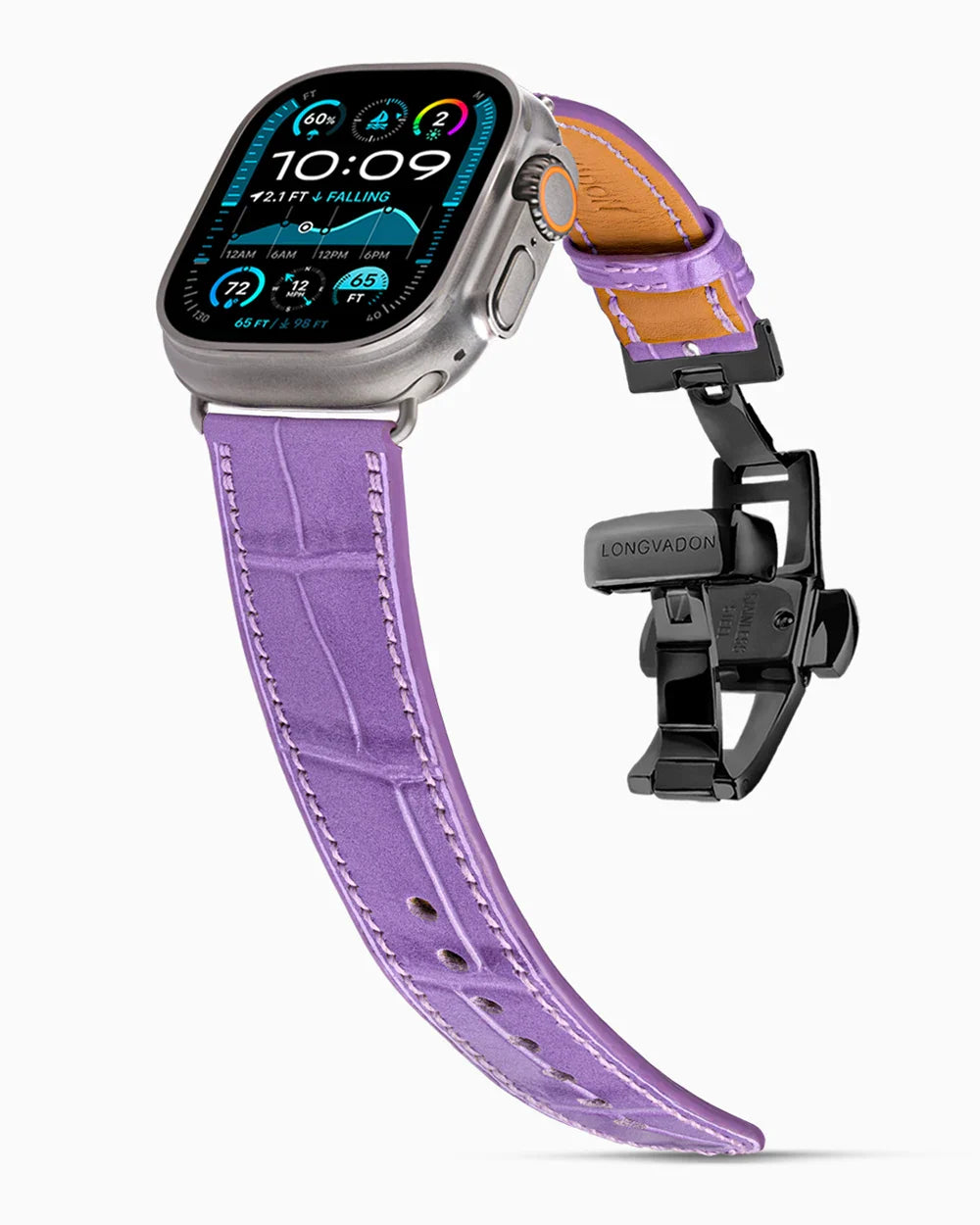 Caiman Calf designer Apple Watch leather band on a Apple Watch