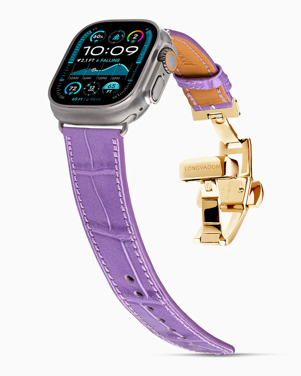 Caiman Calf designer Apple Watch leather band on a Apple Watch