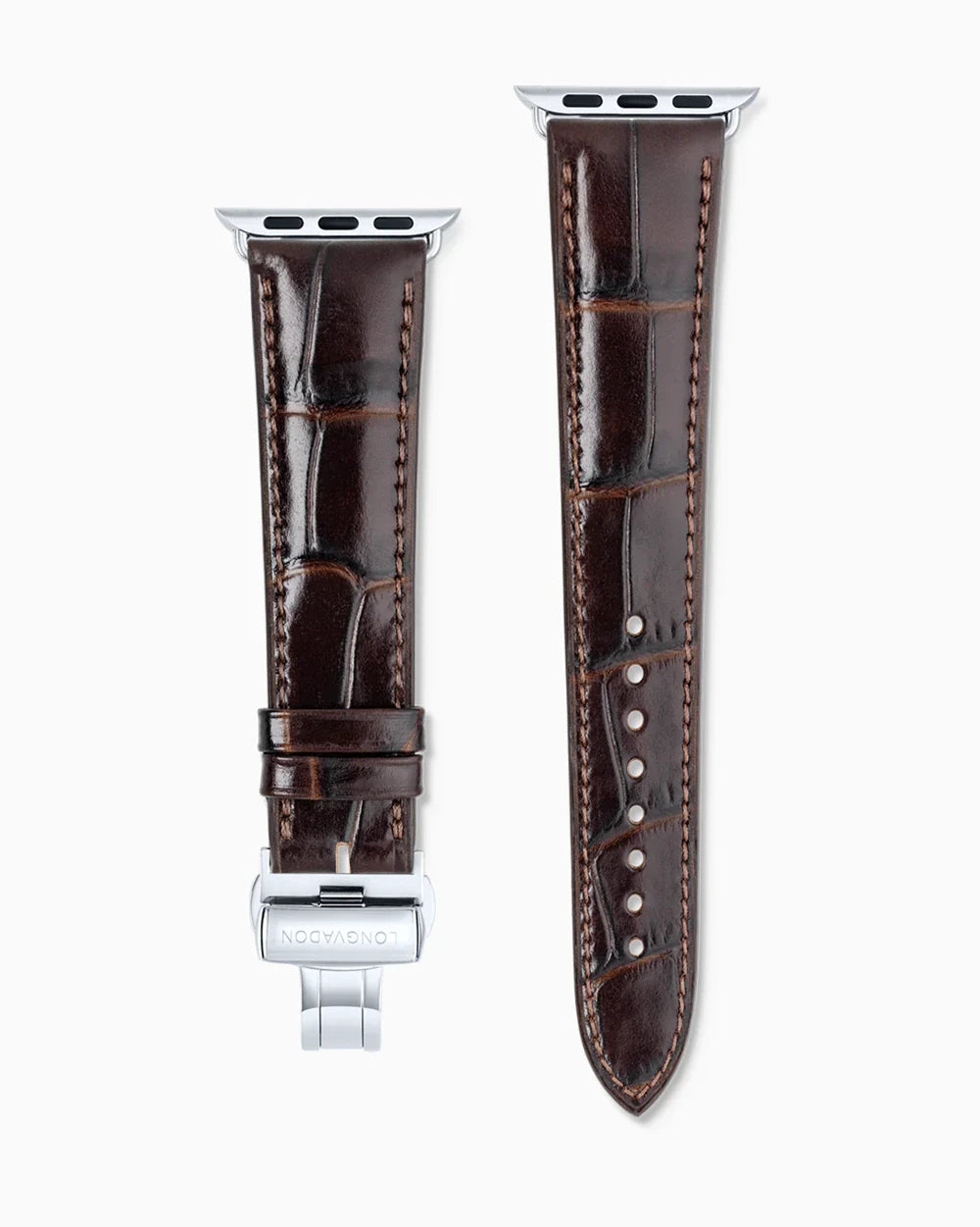 Caiman Calf designer Apple Watch leather band straight from above with clasp
