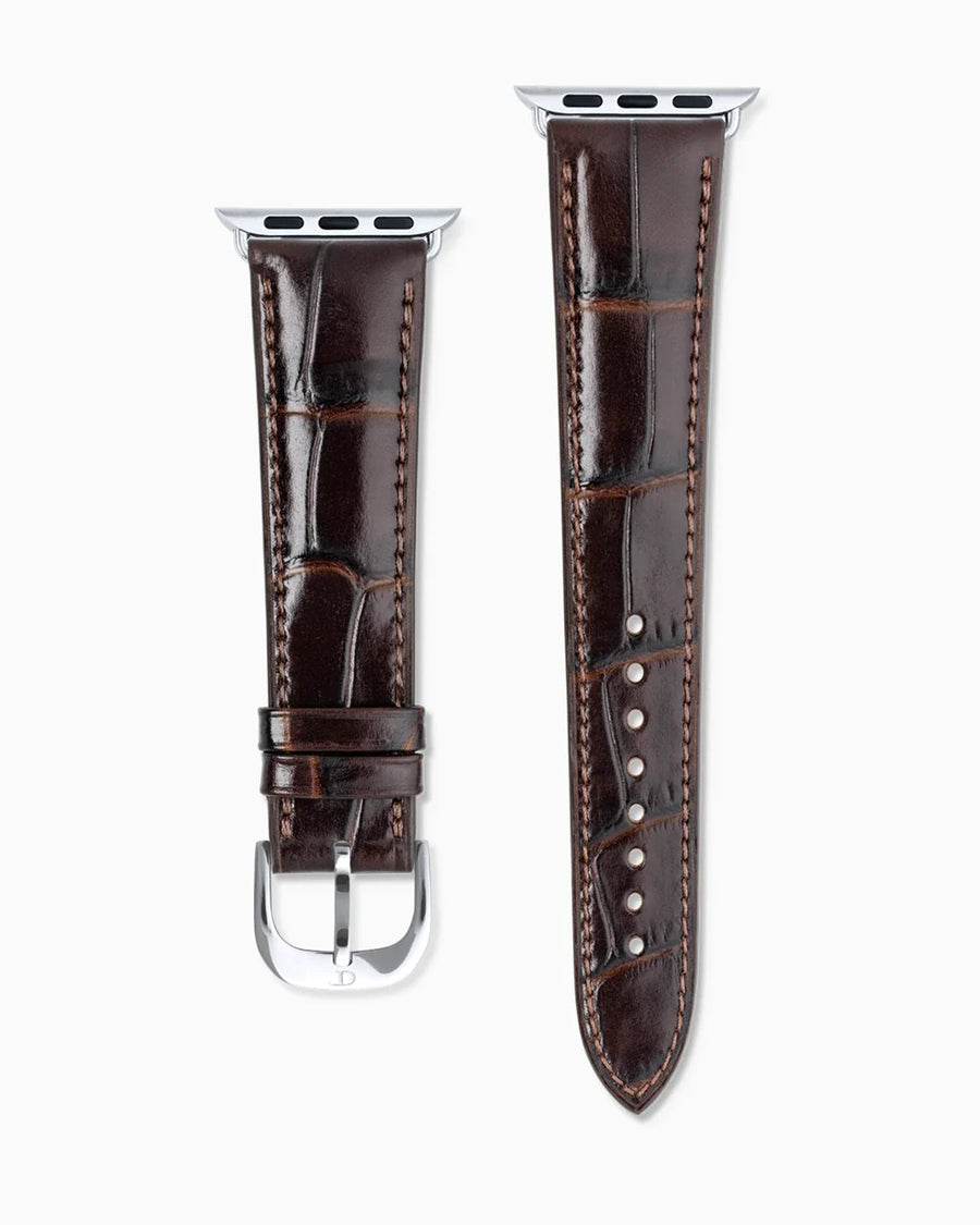 Caiman Calf designer Apple Watch leather band straight from above