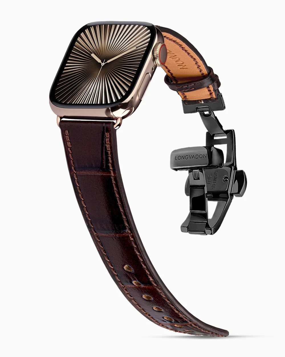 Caiman Calf designer Apple Watch leather band on a Apple Watch