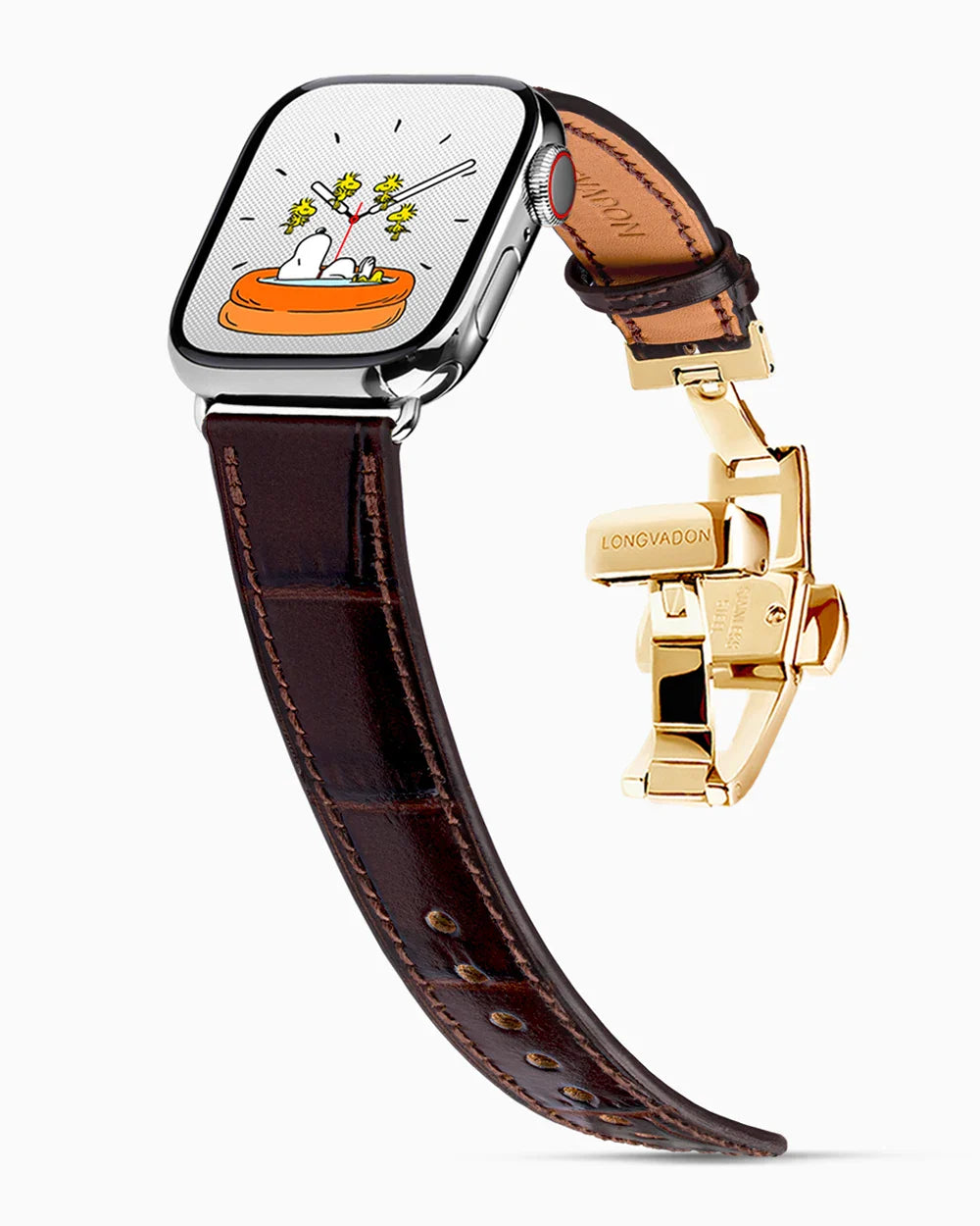 Caiman Calf designer Apple Watch leather band on a Apple Watch