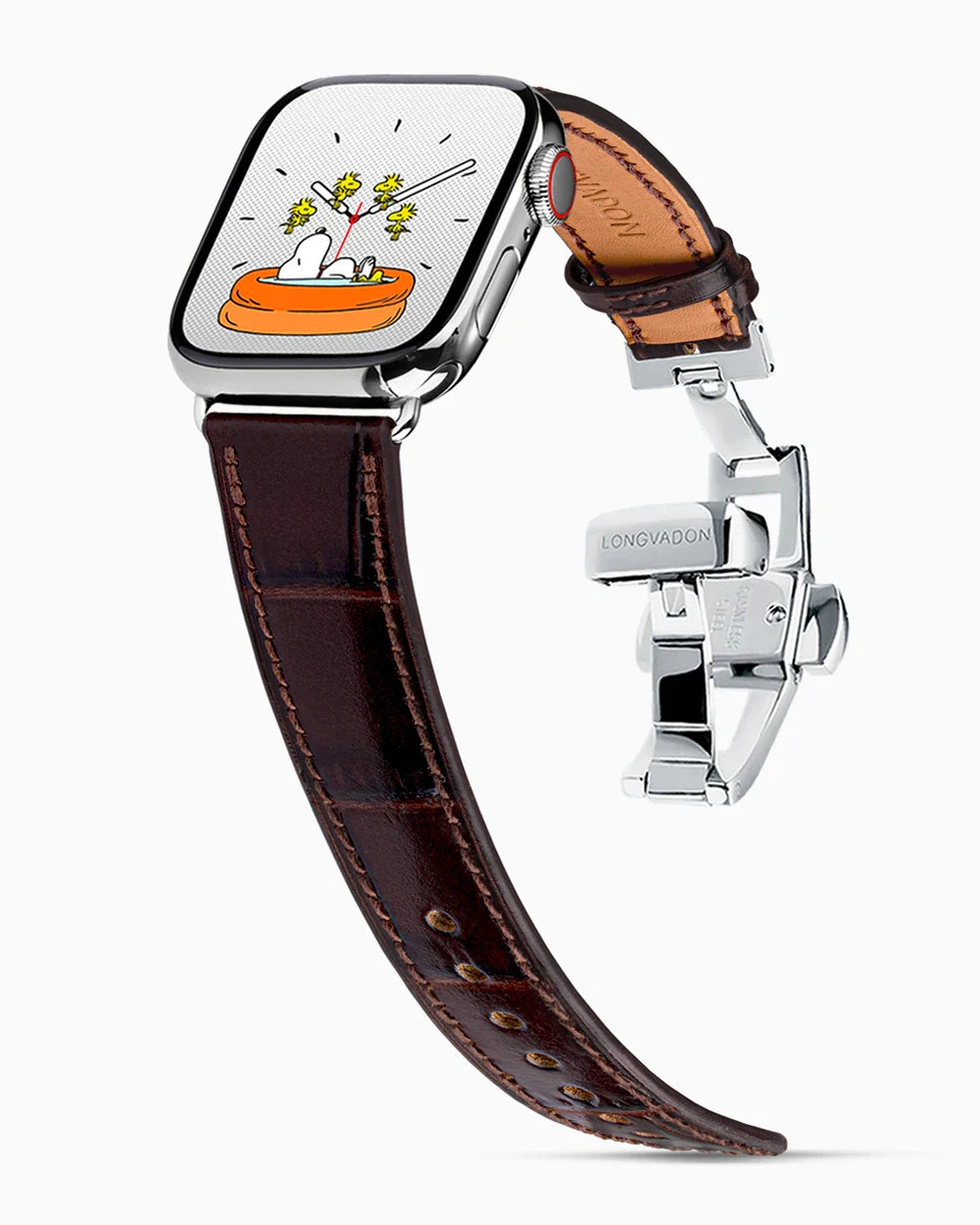 Caiman Calf designer Apple Watch leather band on a Apple Watch