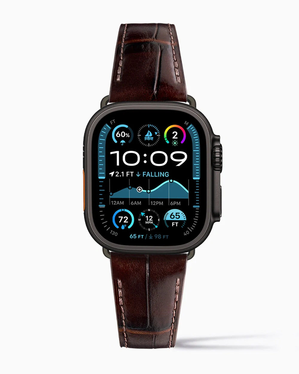 Caiman Calf designer Apple Watch leather band on a Apple Watch Ultra