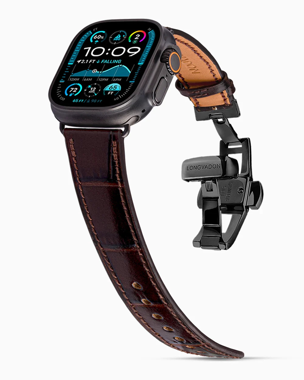 Caiman Calf designer Apple Watch leather band on a Apple Watch