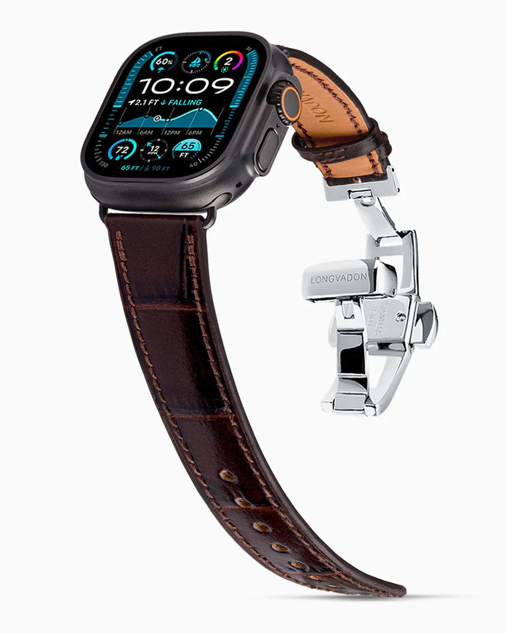 Caiman Calf designer Apple Watch leather band on a Apple Watch