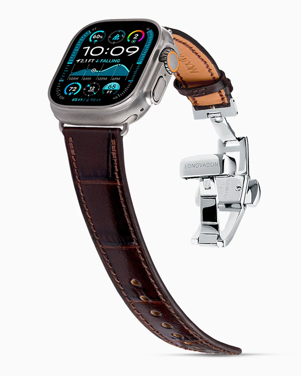 Caiman Calf designer Apple Watch leather band on a Apple Watch