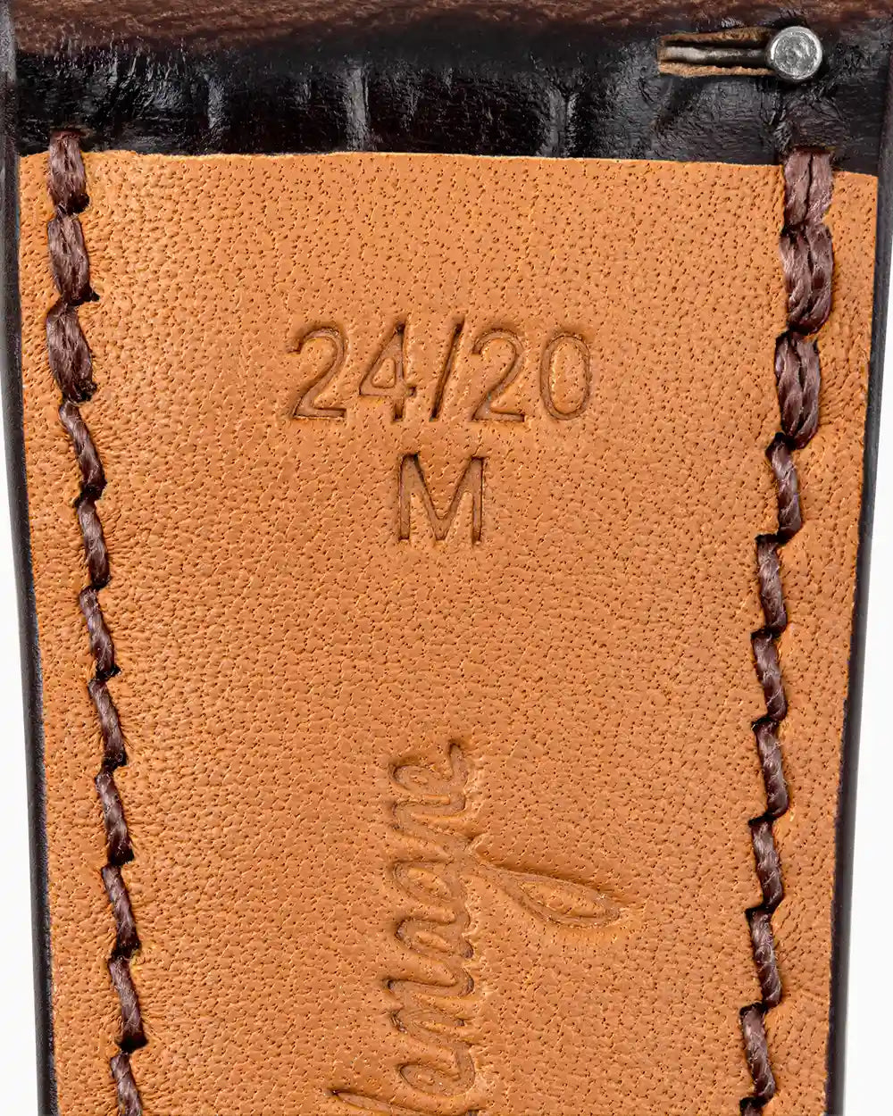 Caiman Calf designer leather watch strap fait en allemagne lining closeup