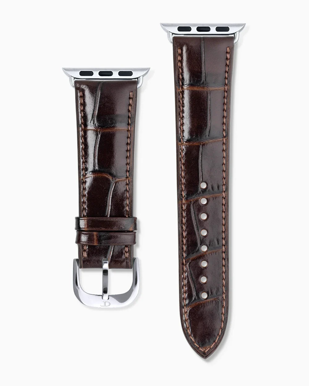 Caiman Calf designer Apple Watch leather band straight from above
